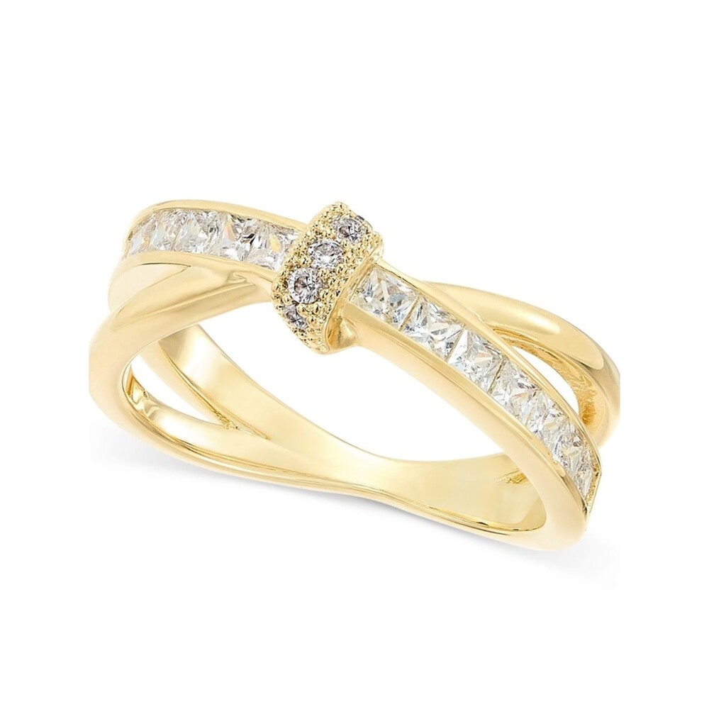 Charter Club Gold-Tone Pave & Square Cubic Zirconia Crisscross Accent Ring,
